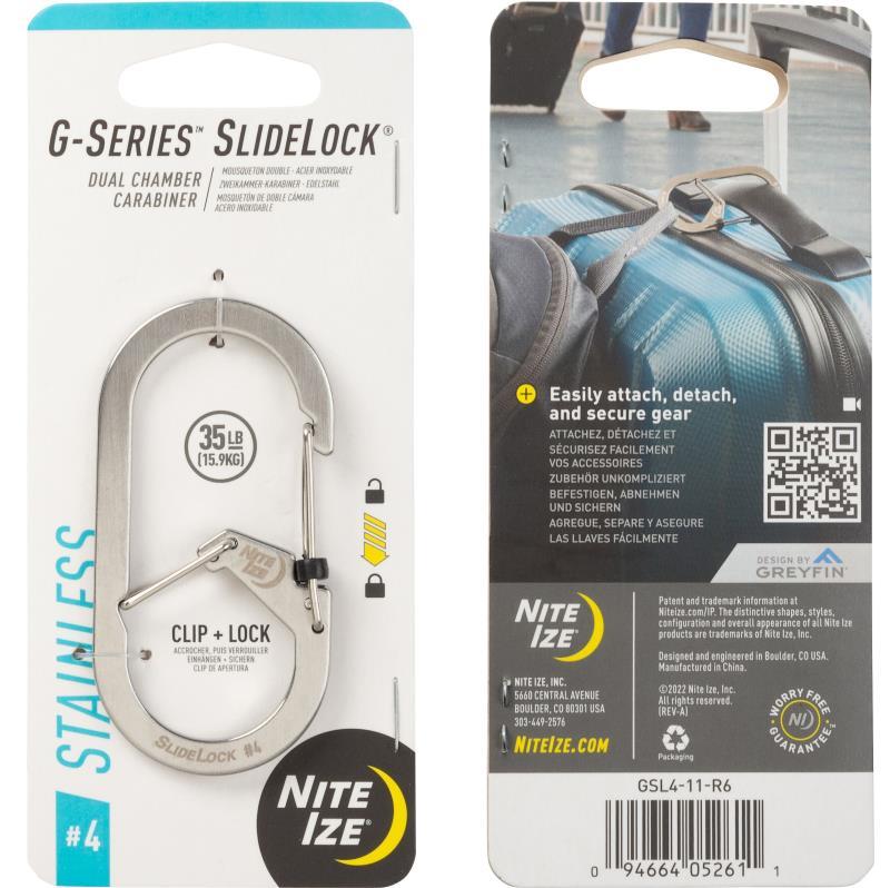 G-Series SlideLock #4 Dual Chamber Carabiner - Stainless Steel 1