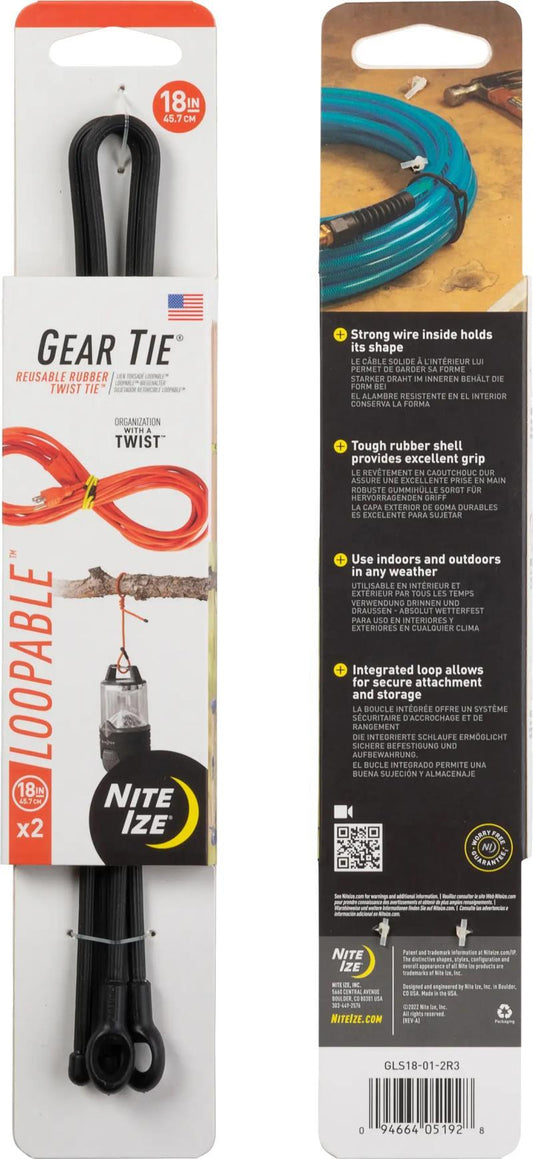 Gear Tie Loopable Twist Tie 18" - 2 Pack - black 1