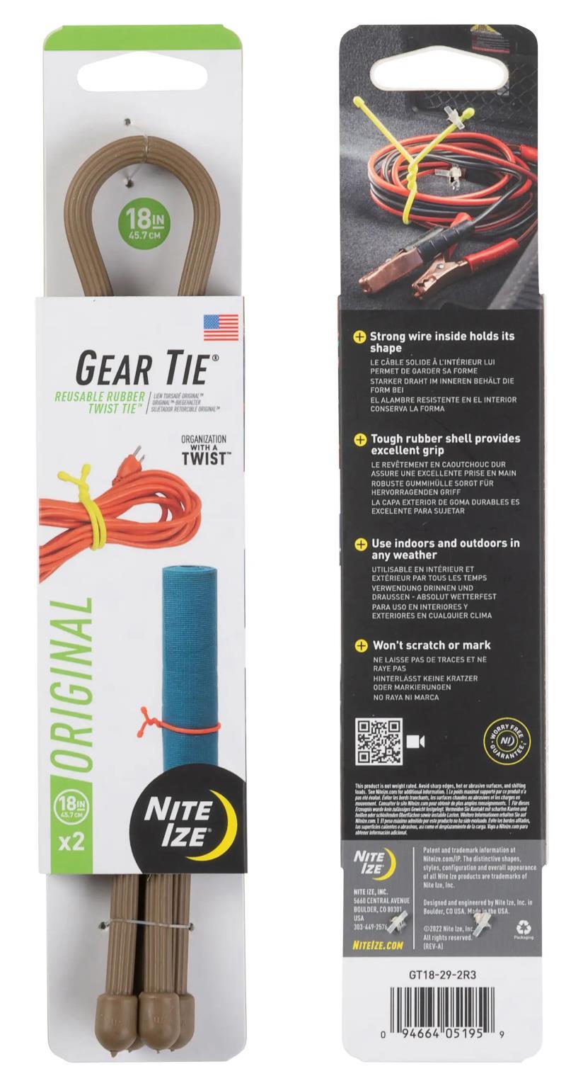 Gear Tie Reusable Rubber Twist Tie 18" - 2 Pack - Coyote 1