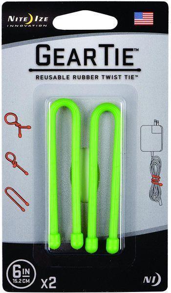 Gear Tie Reusable Rubber Twist Tie 6" - 2 Pack - Lime 1