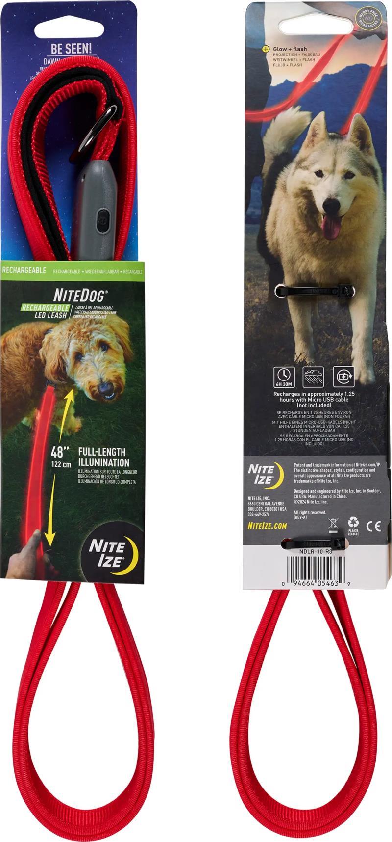 NiteDog Rechargeable LED Leash - Red / Red 1