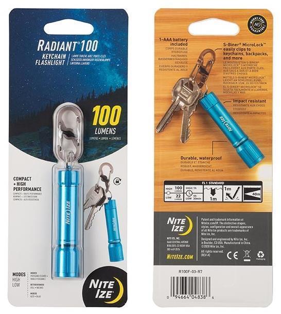Radiant 100 Keychain Flashlight - 100-Lumens - Blue 2