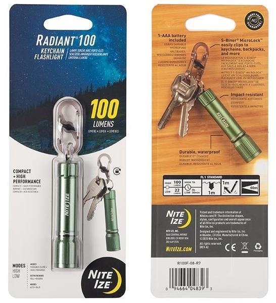 Radiant 100 Keychain Flashlight - 100-Lumens - Olive 2