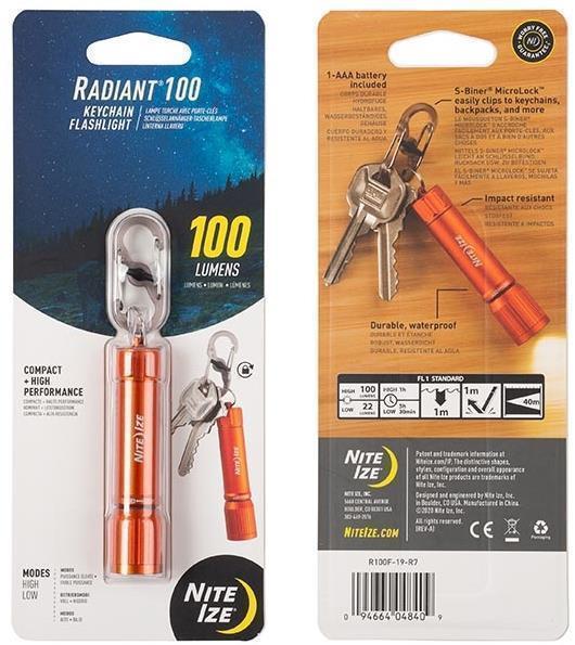 Radiant 100 Keychain Flashlight - 100-Lumens - Orange 2