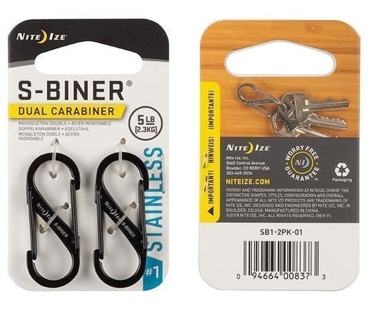 S-Biner Dual Carabiner #1 - Stainless Steel - 2 Pack - Black 1