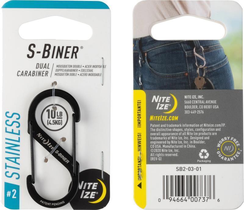 S-Biner Dual Carabiner #2 - Stainless Steel - Black 1