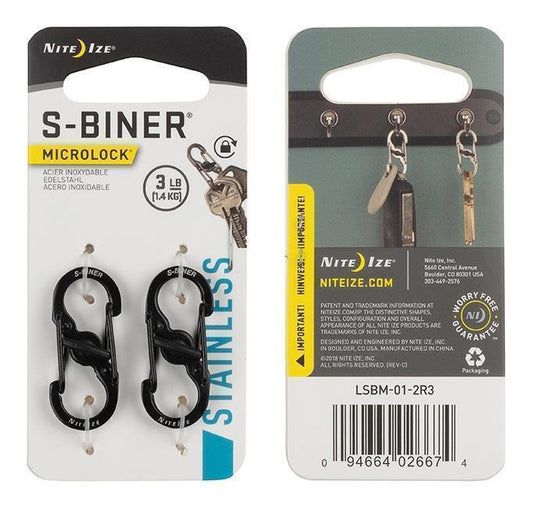 S-Biner MicroLock Steel - 2 Pack - Black 1
