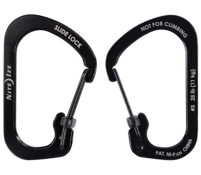 SlideLock Carabiner #3 - Stainless Steel - Black 1