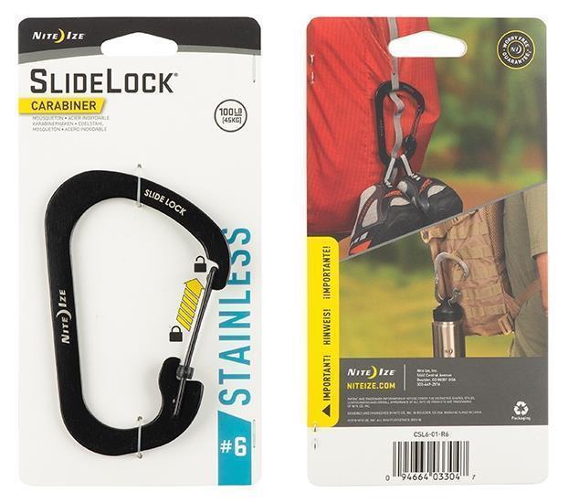 SlideLock Carabiner #6 - Stainless Steel - Black 2