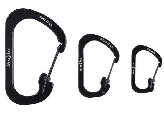 SlideLock Carabiner Combo - Stainless Steel - 3 Pack - Black 1