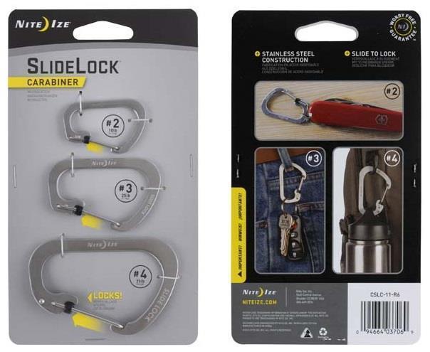 SlideLock Carabiner Combo - Stainless Steel - 3 Pack - Stainless 2