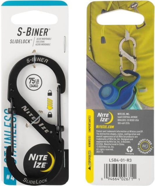 SlideLock Steel S-Biner #4 - Stainless Steel - black 1