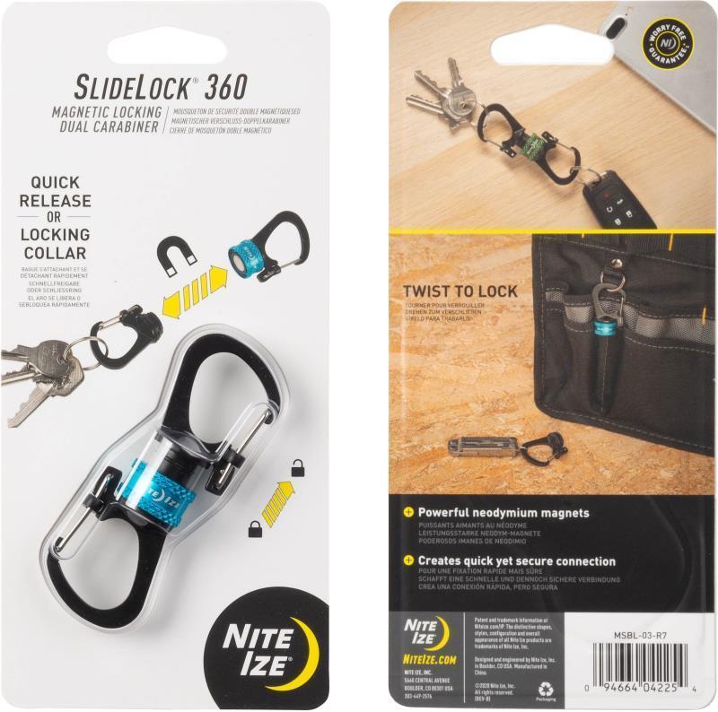 Slidelock 360 Magnetic Locking Dual Carabiner - Blue 2