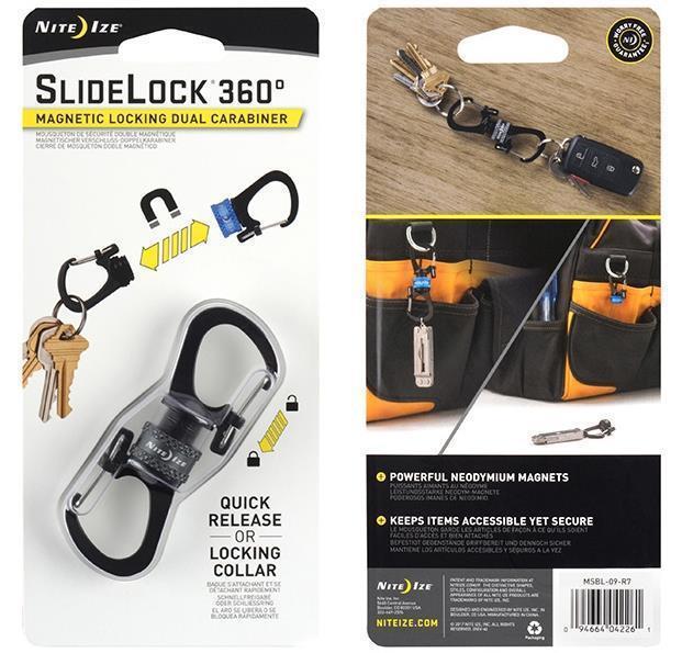 Slidelock 360 Magnetic Locking Dual Carabiner - Charcoal 1