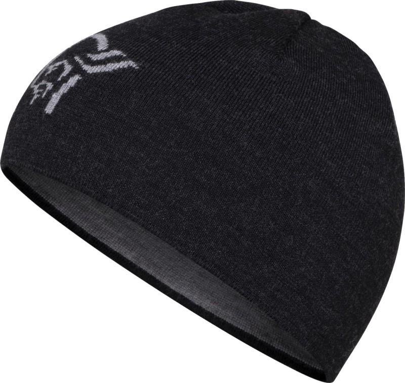 /29 Light MerinoUll Logo Beanie - caviar melange 1