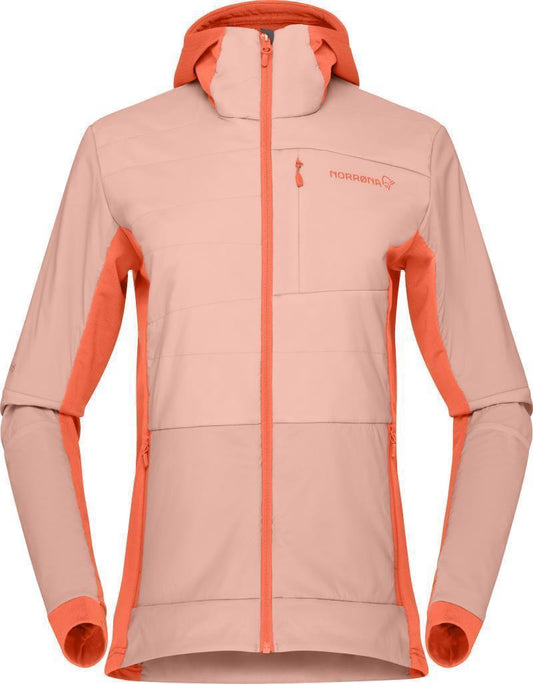 Falketind Alpha90 Insulated Zip Hood - Womens - orange alert / peach amber 1