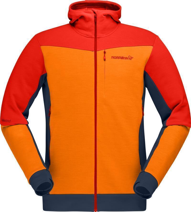 Falketind Warmwool2 Stretch Zip Hood - Mens - Arednalin / Orange Popsicle 1