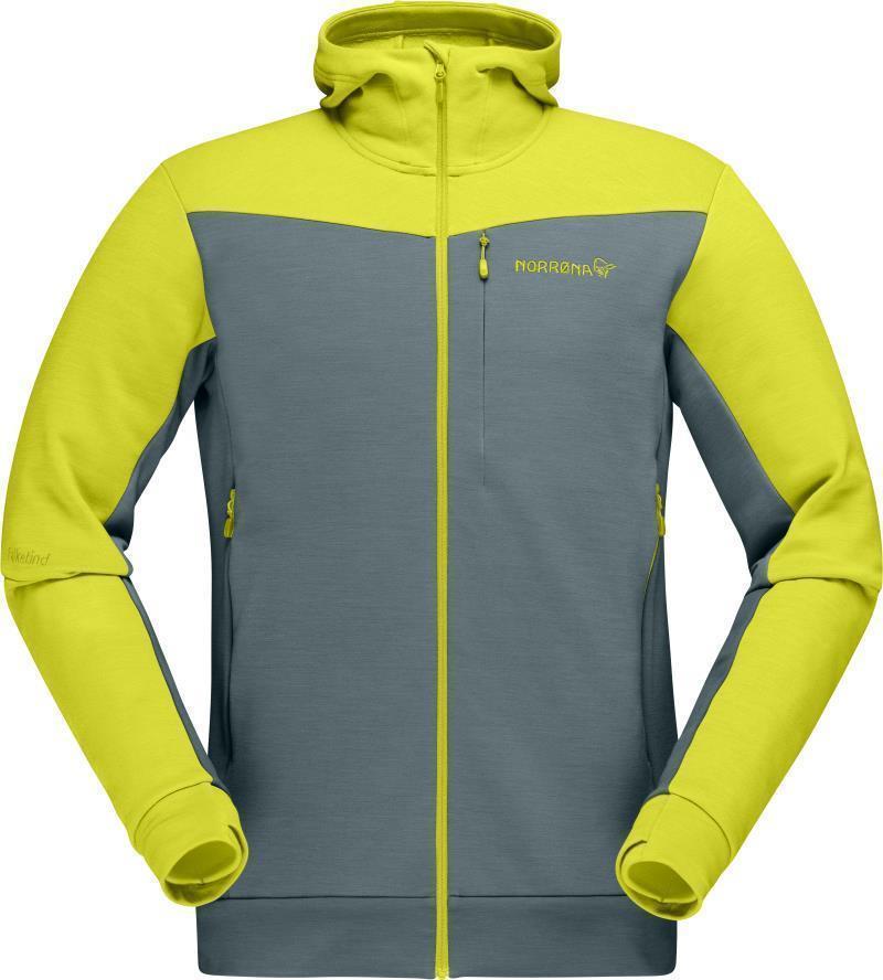 Falketind Warmwool2 Stretch Zip Hood - Mens - Sulphur Spring / North Atlantic 1