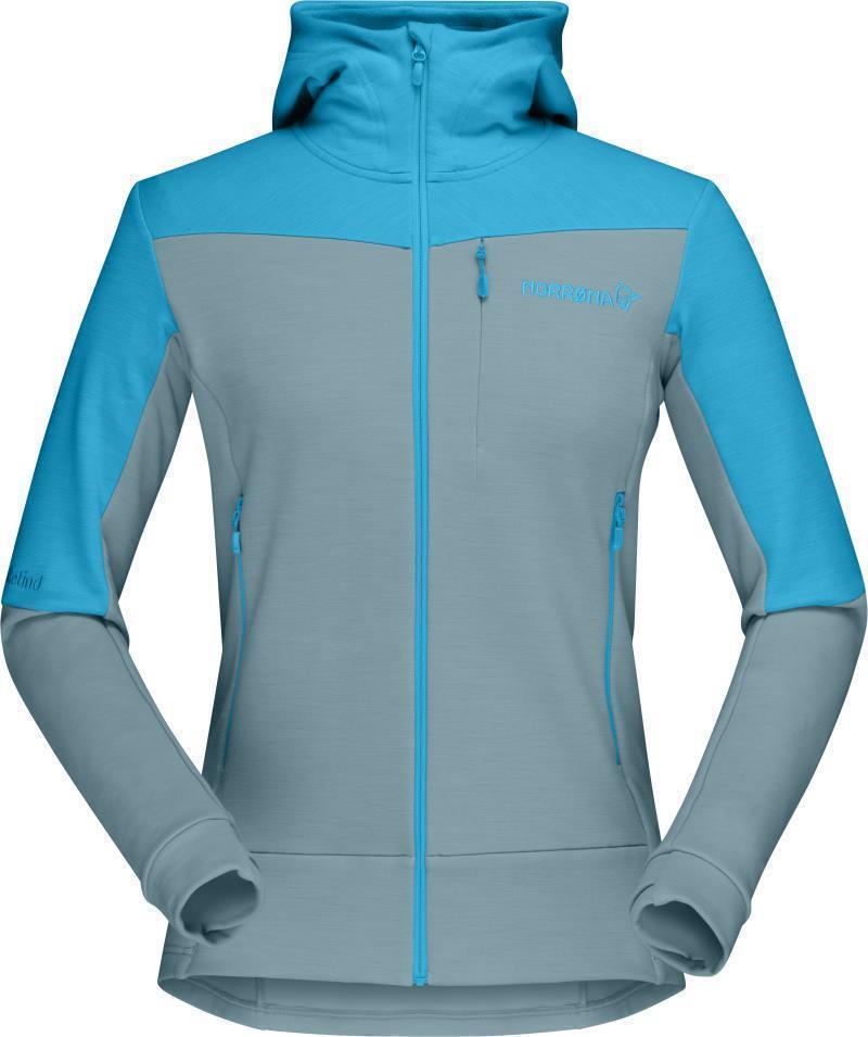Falketind Warmwool2 Stretch Zip Hood - Womens - Aquarius / Tourmaline 1