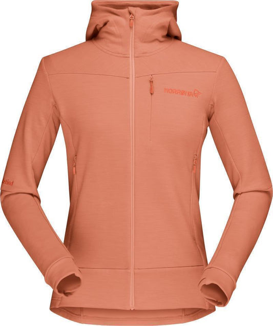 Falketind Warmwool2 Stretch Zip Hood - Womens - Flamingo 1