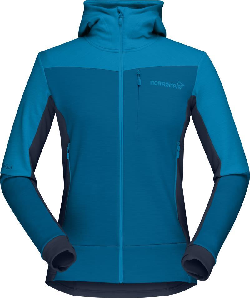 Falketind Warmwool2 Stretch Zip Hood - Womens - Hawaiian Surf / Mykonos Blue 1