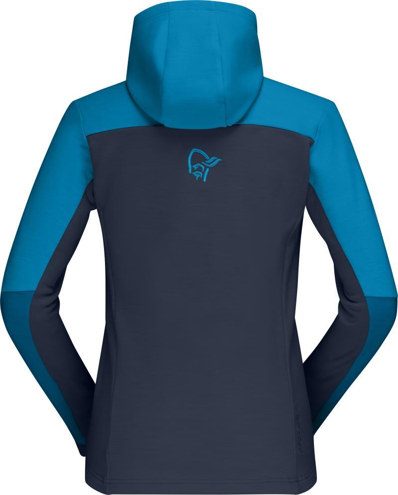 Falketind Warmwool2 Stretch Zip Hood - Womens - Hawaiian Surf / Mykonos Blue 2