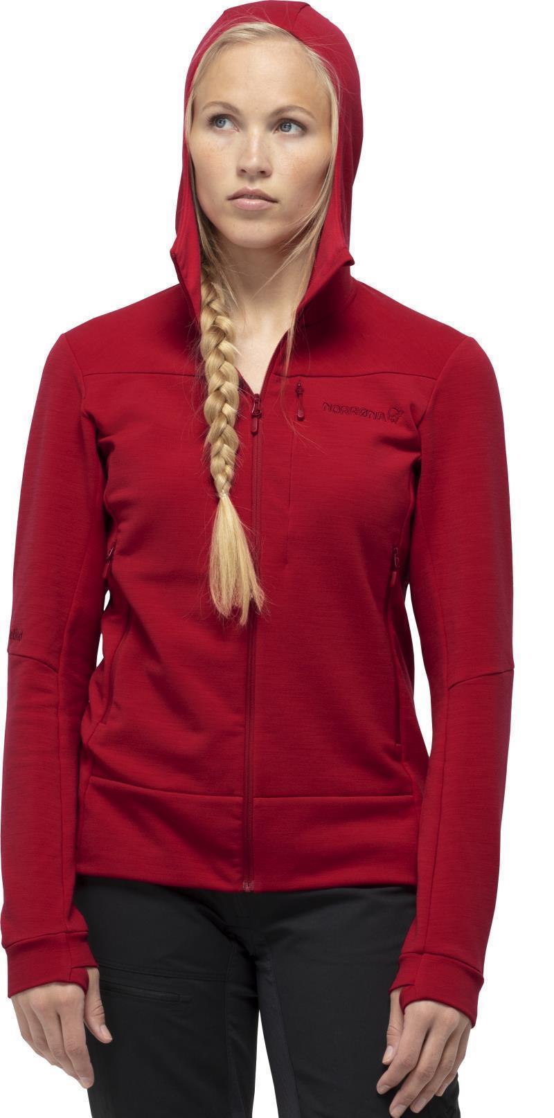 Falketind Warmwool2 Stretch Zip Hood - Womens - Jester Red 1