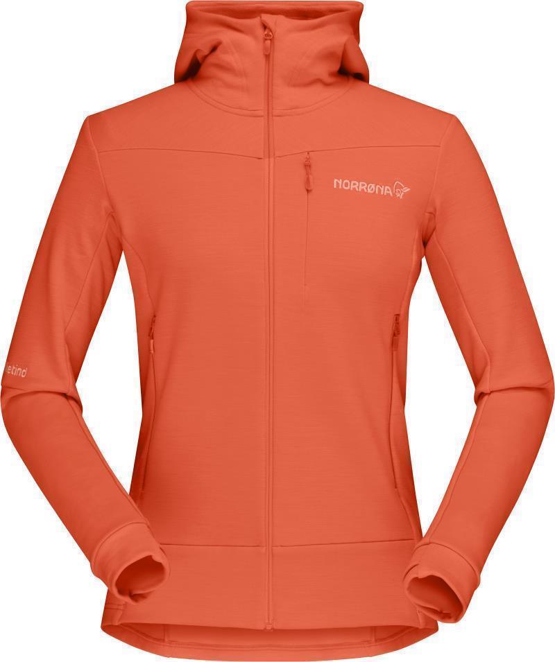 Falketind Warmwool2 Stretch Zip Hood - Womens - Orange Alert 1