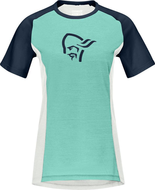 Fjora Wool T-Shirt - Womens - Arcadia / Snowdrop 1