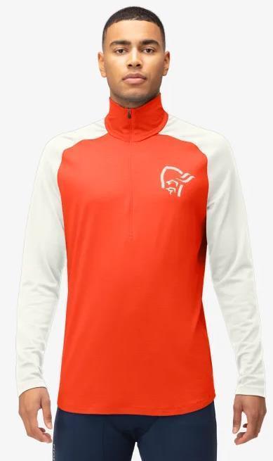 Norrona Pureull Zip Neck - Mens - Arednalin / Snowdrop 2