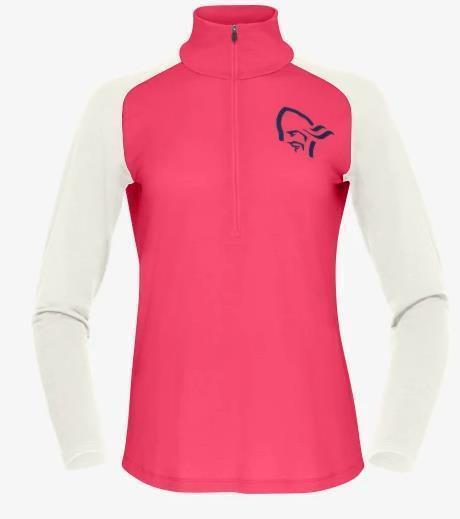 Norrona Pureull Zip Neck - Womens - Honeysuckle / Snowdrop 1