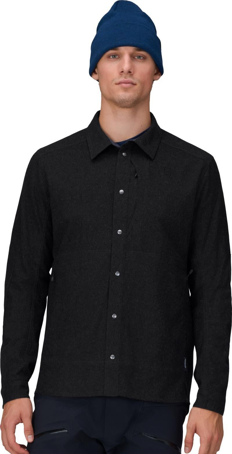 Tamok Wool Plain Shirt - Mens - caviar melange 1