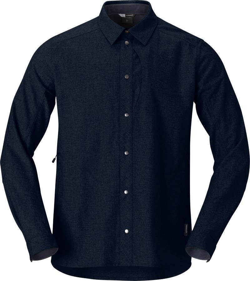 Tamok Wool Plain Shirt - Mens - indigo night melange 1