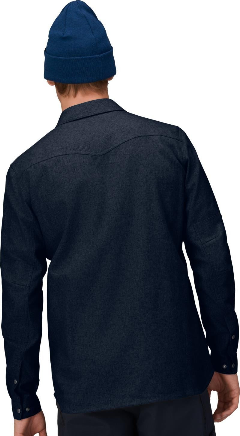 Tamok Wool Plain Shirt - Mens - indigo night melange 1