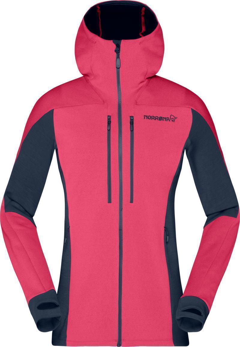 Trollveggen Powerstretch Pro Zip Hood - Womens - Honeysuckle / Indigo Night 1