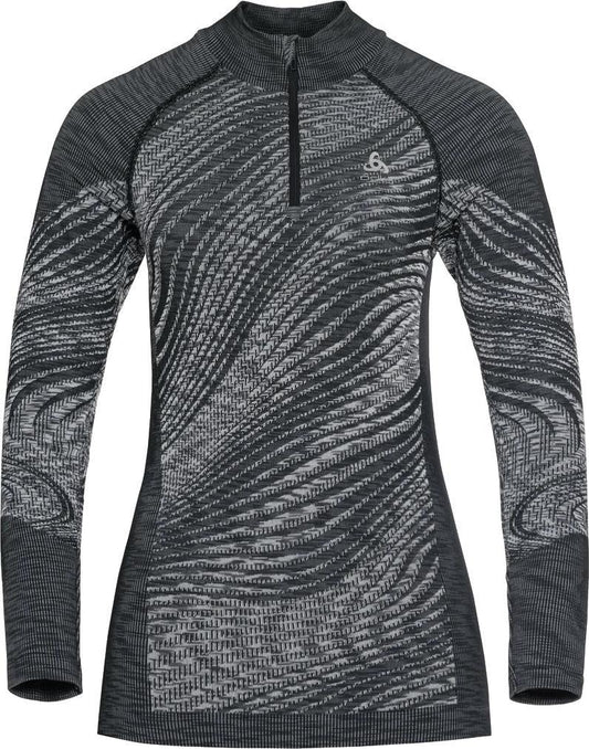 BL Top Turtle Neck LS Half Zip Blackcomb Eco - Womens - black / space dye 1