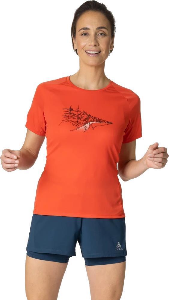 Essential Print Crew Neck SS - Womens - Cayene 3