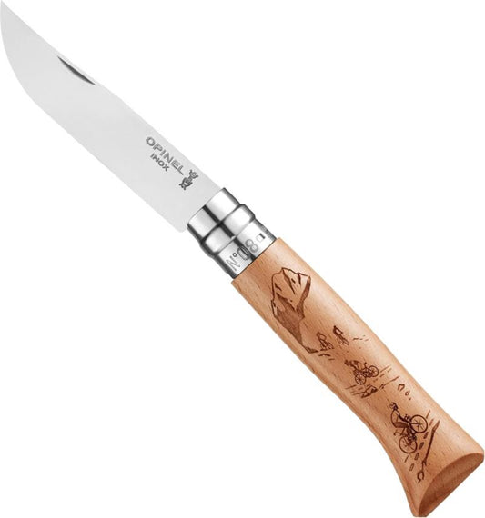 No.8 Engraved Handle Folding Knife - Alpine Adventures - biking 1