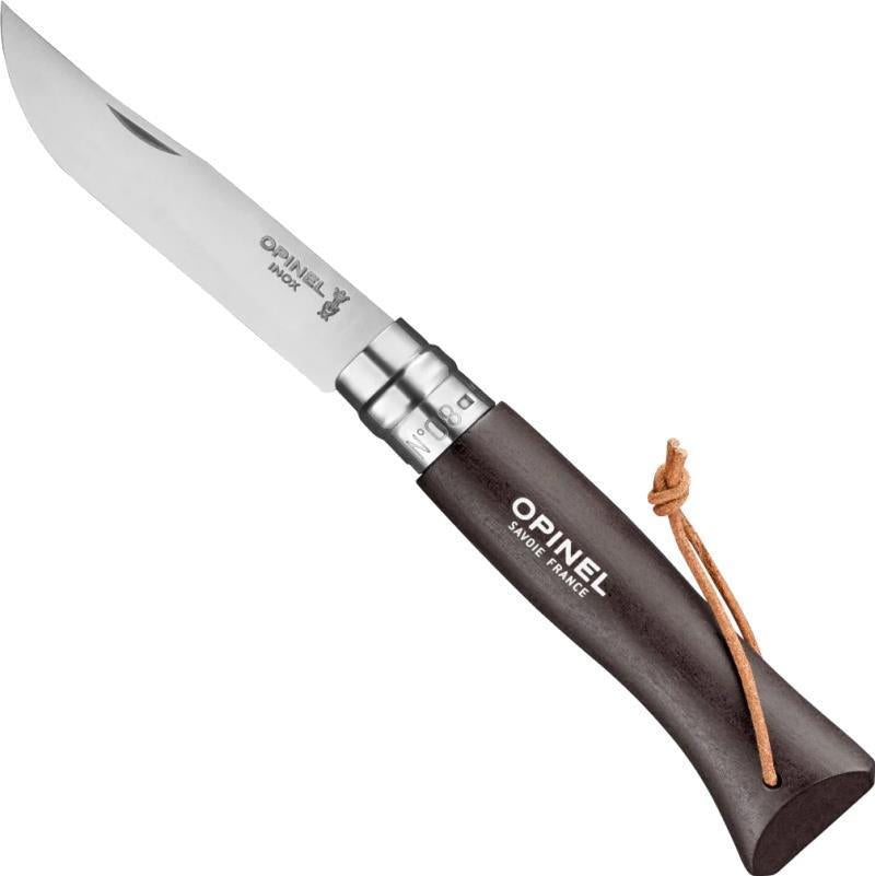 No.8 Stainless Steel Folding Knife with Lanyard - Dark Brown 1