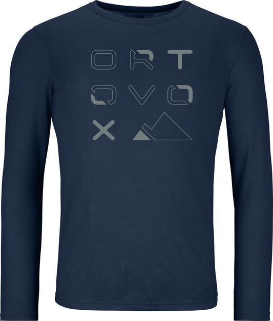 185 Merino Brand Outline LS - Mens - Deep Ocean 1