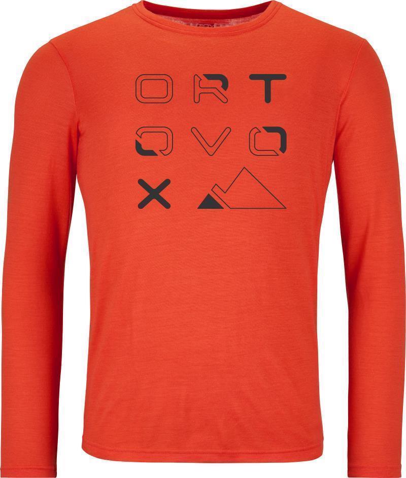 185 Merino Brand Outline LS - Mens - Hot Orange 1