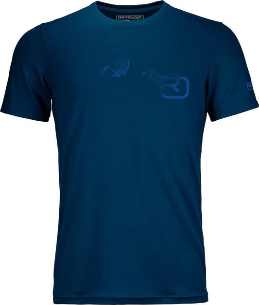 185 Merino Logo Spray T-Shirt - Mens - petrol blue 1