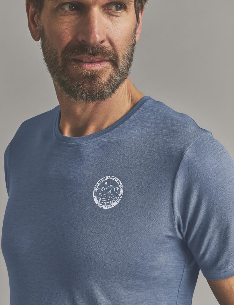 185 Merino Mtn Badge T-Shirt - Mens - light nunatak 1