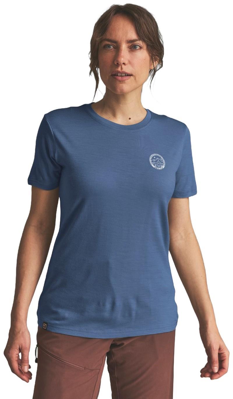 185 Merino Mtn Badge T-Shirt - Womens - blue nunatak 1