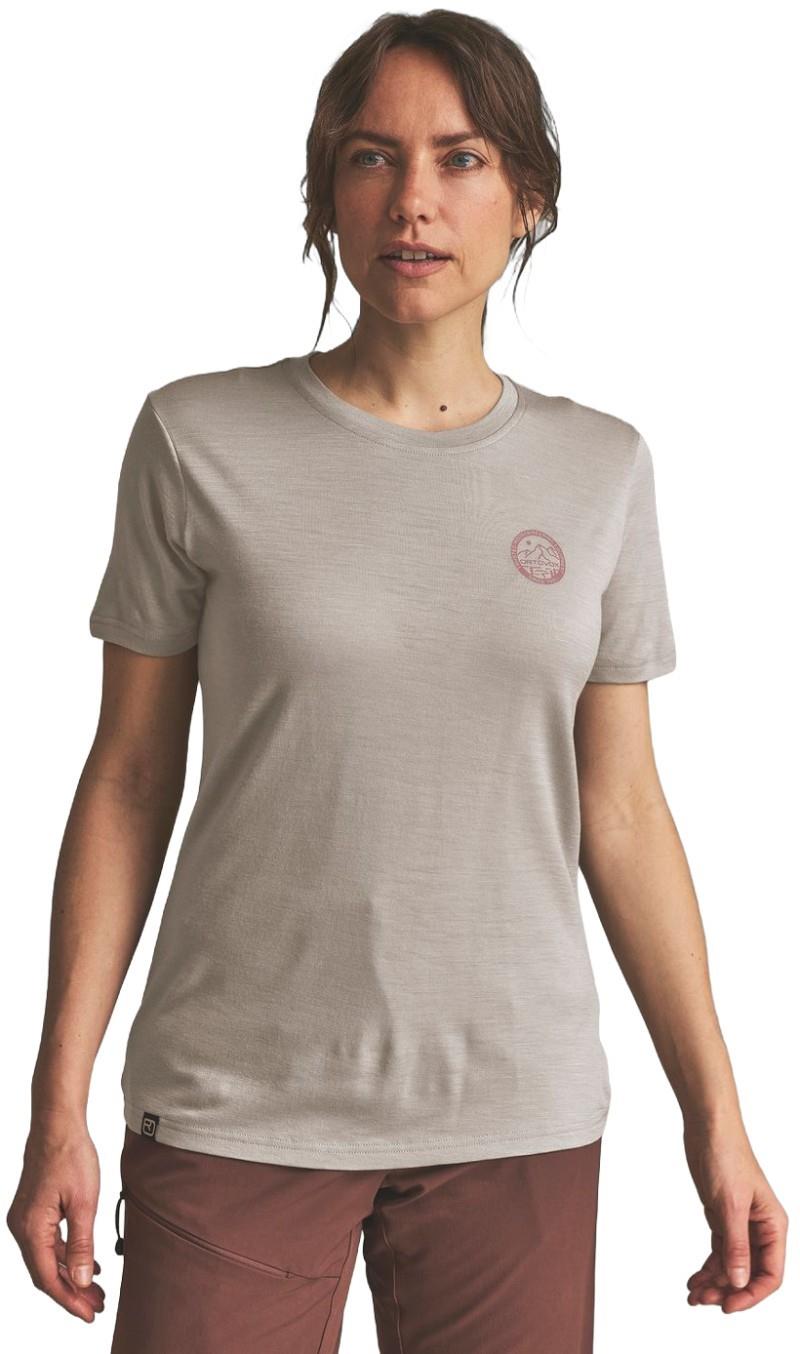 185 Merino Mtn Badge T-Shirt - Womens - dark linen 1