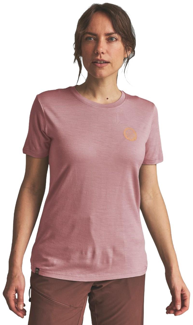 185 Merino Mtn Badge T-Shirt - Womens - dusk rose 1
