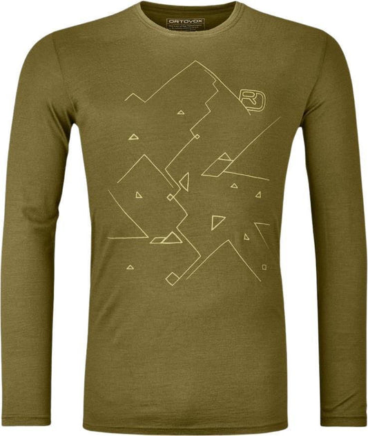 185 Merino Tangram LS - Mens - Green Moss 1