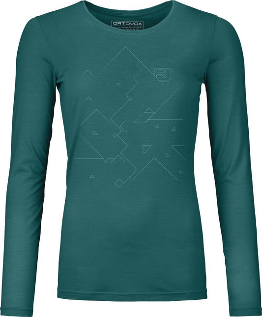 185 Merino Tangram LS - Womens - Pacific Green 1