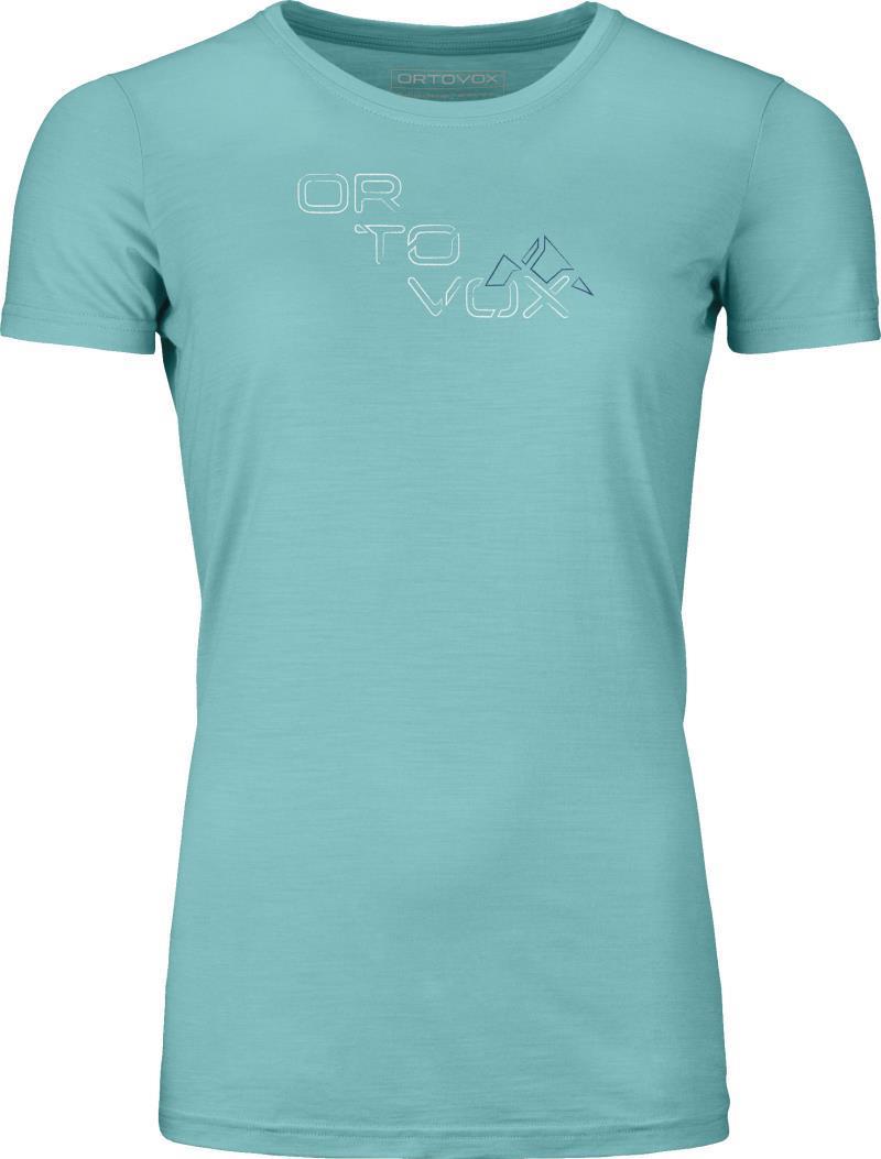 185 Merino Tangram Logo T-Shirt - Womens - Ice Waterfall 1