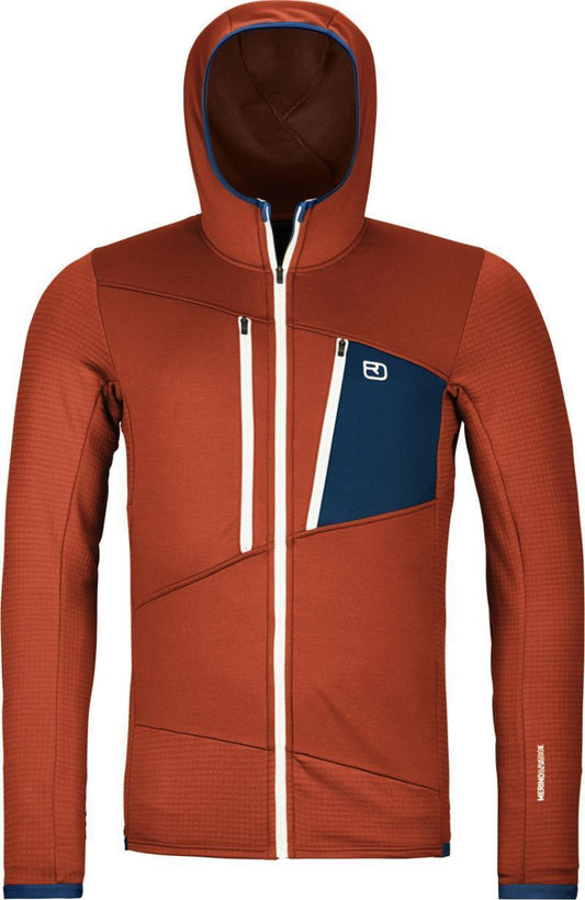 Fleece Grid Hoody - Mens - Clay Orange 1